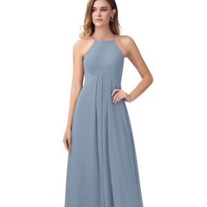 Azazie dusty blue halter dress